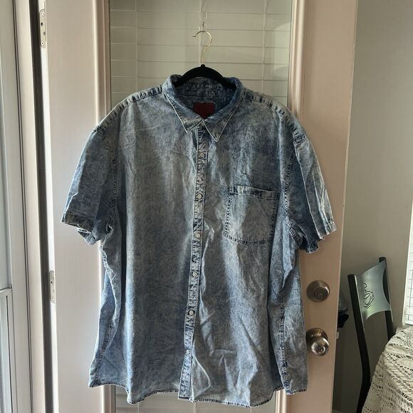 Foundry Men’s Button Up Shirt 4XL Stone Wash Acid Wash - Picture 1 of 5